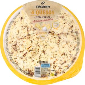 Pizza 4 Quesos al Horno de Piedra 400 Gr