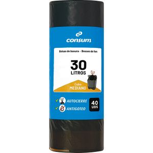 Bolsa Basura Autocierre Gris Perfumada  30 Litros 40 U