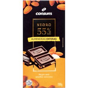 Chocolate Negro 55% con Almendras Enteras 200 Gr