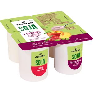 Postre de Soja con Fruta Panaché de frutas 4 x 100 Gr