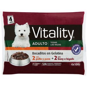 Comida Perros Gelatina Buey/Pollo 4 x 100 Gr