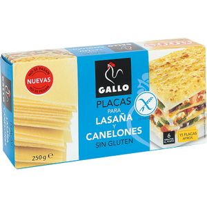 Placas para Lasaña y Canelones sin Gluten 250 Gr