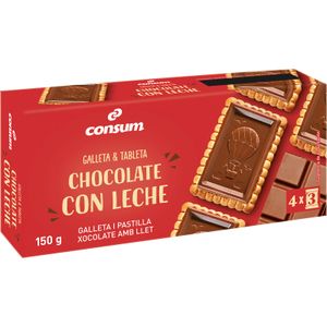 Galleta con Tableta de Chocolate con Leche 150 Gr
