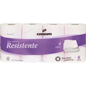 Higiénico Resistente Cuatro Capas 8 U