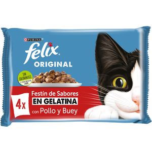 Comida Húmeda Gatos Gelantina Carne 4 x 85 Gr