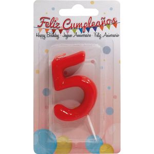 Vela de Aniversario Roja, Número 5 1 U