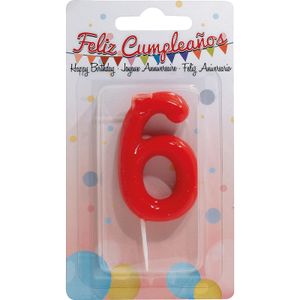 Vela de Aniversario Roja, Número 6 1 U