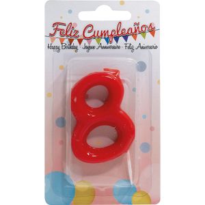 Vela de Aniversario Roja, Número 8 1 U