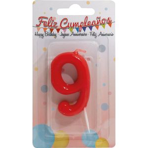 Vela de Aniversario Roja, Número 9 1 U