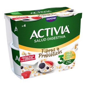 Activia Frutos Rojos y Cereales 4 x 115 Gr